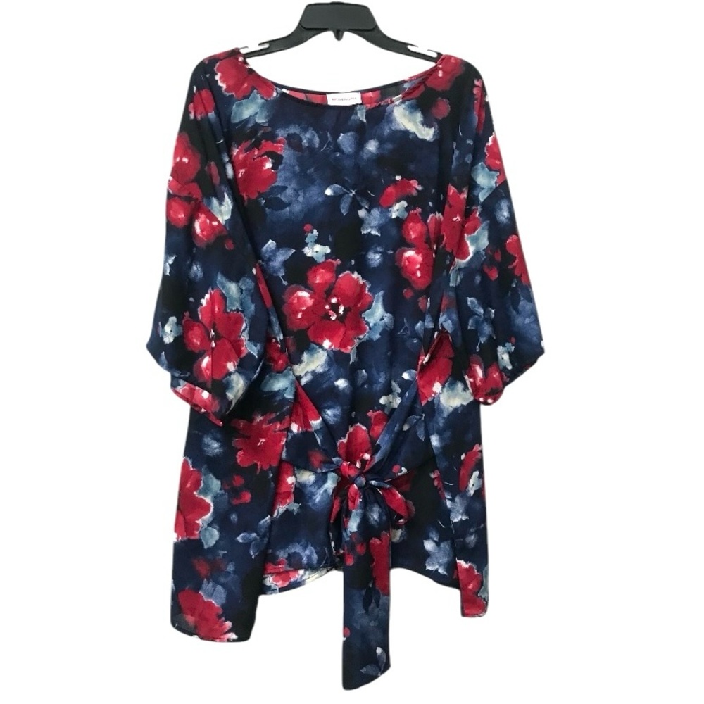 Molly & Isadora Red blue Floral Blouse size 3X